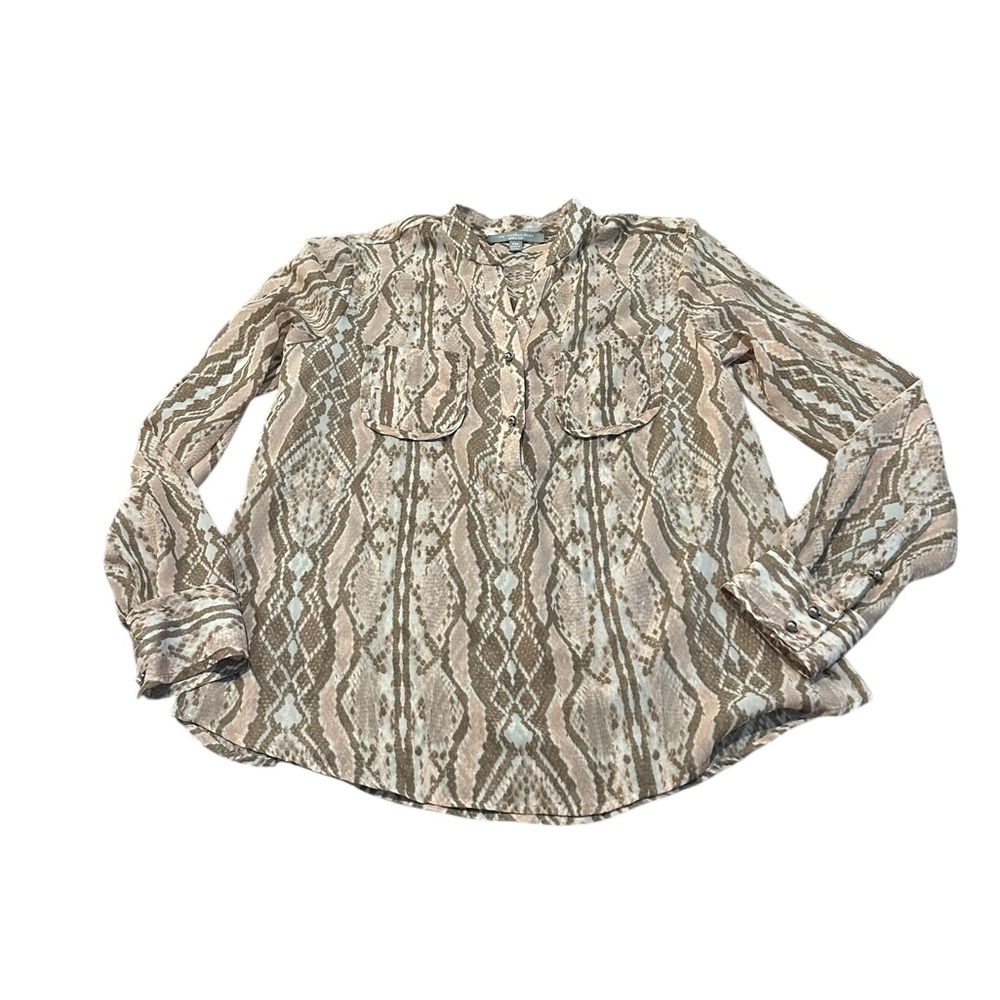NY COLLECTION sheer snakeskin print blouse